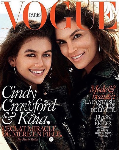 Синди Кроуфорд с дочерью Кайей снялись для обложки французского Vogue