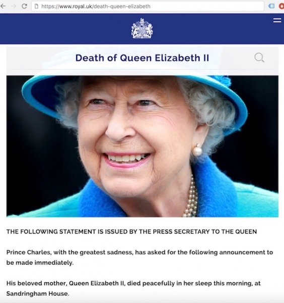 В СМИ появились сообщения о смерти королевы Елизаветы II