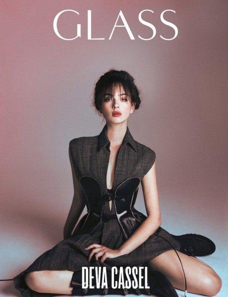 Monica Bellucci's daughter Deva Cassel in black lace lingerie is the face of The Glass Magazine