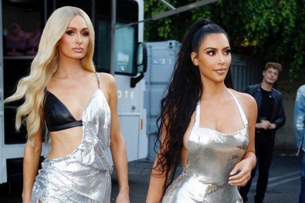 Kim Kardashian and Heidi Klum at Paris Hilton's Christmas Party