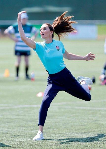 Kate Middleton appeared in sportswear at a rugby game