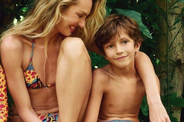 Candice Swanepoel showed the body of a teenager in the company of her son and a pregnant friend
