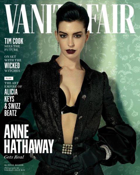  Anne Hathaway poses for Vanity Fair in lingerie and latex dresses.