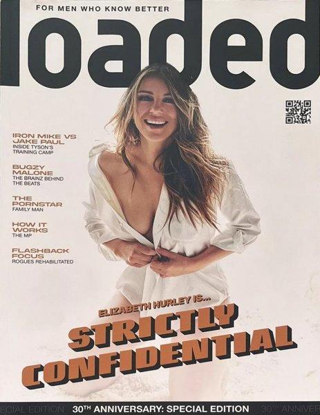 Elizabeth Hurley appeared on the cover of a glossy magazine in a shirt without underwear